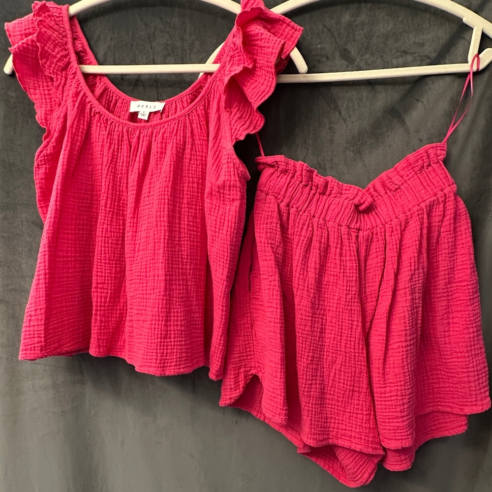 High-Waist Pink Gauze Shorts — Lightweight Summer Staple